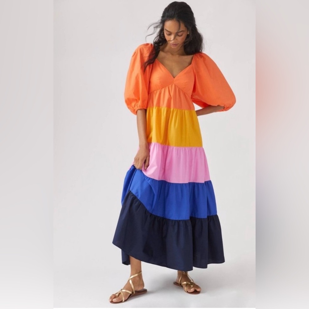 NWT FARM Rio Vibrant Tiered Maxi Dress